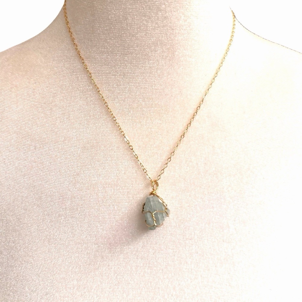 Beautiful Handmade Prehnite Crystal Pendant With Gold Plated Stainless Chain